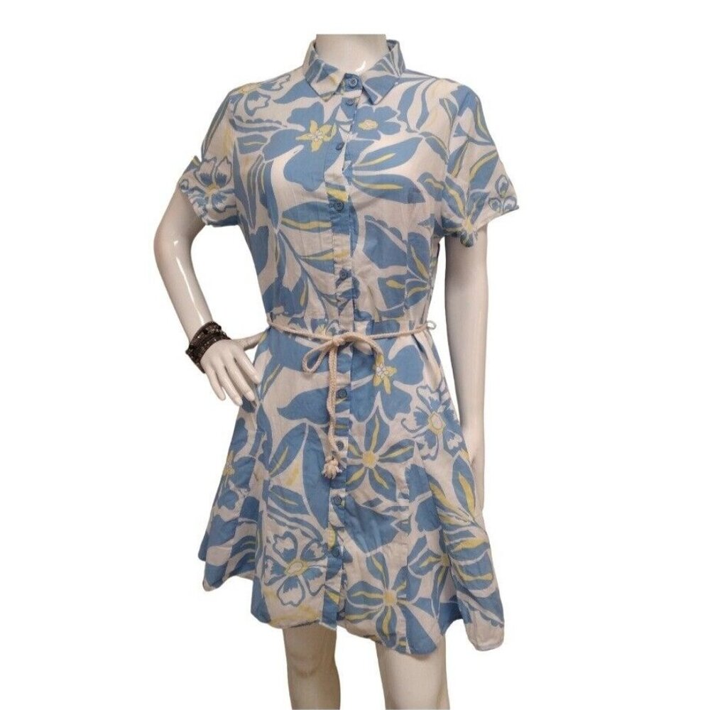 PRIMARK Button Down Floral Print Flare Short Sleeve Dress Women Size 12